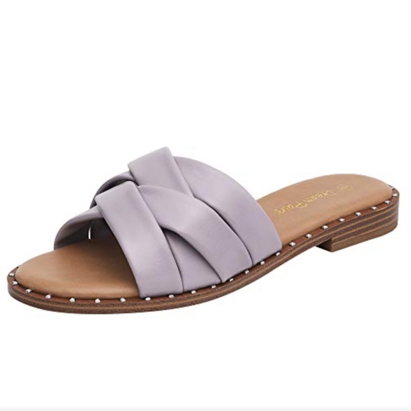 Dream Pairs Shoes - Dream Pairs Slides Slip On Studded Flat Sandals Taro Purple Size 8